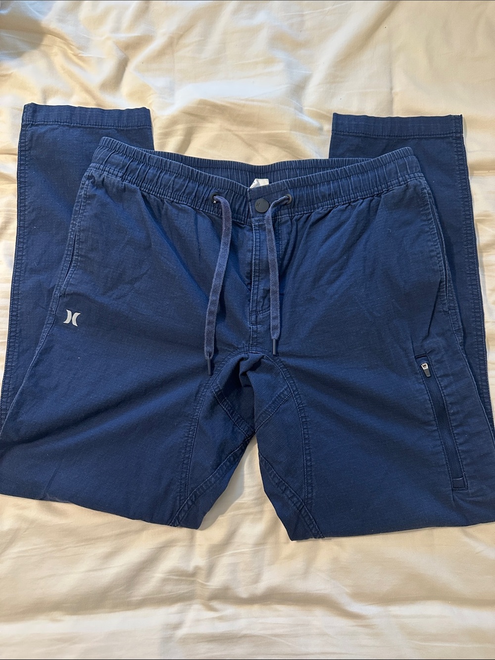Hurley Navy Blue Men's Jogger Pants with Drawstring Waist RipStop